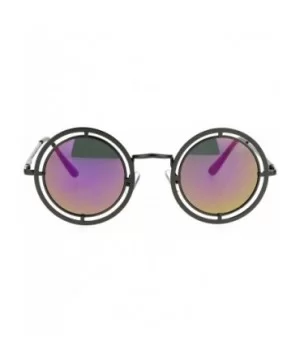 Unisex Fashion Sunglasses Target Aim Round Circle Metal Frame UV 400 - Gunmetal (Purple Mirror) - CR1875WMRQM $7.51 Round