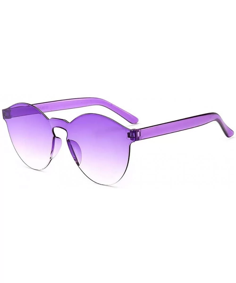 Unisex Fashion Candy Colors Round Outdoor Sunglasses - Purple - CJ199ATHINT $13.51 Round