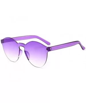 Unisex Fashion Candy Colors Round Outdoor Sunglasses - Purple - CJ199ATHINT $13.51 Round