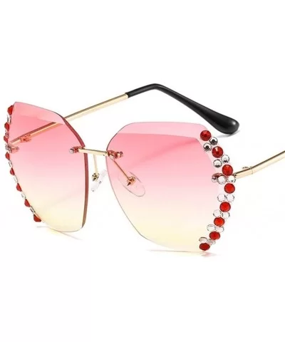 Rhinestone Side Sunglasses for Woman with Colorful Diamond Rimless Gradient Lens Eyewear UV Protection - C1190HG2OLX $4.80 Ri...