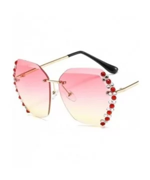 Rhinestone Side Sunglasses for Woman with Colorful Diamond Rimless Gradient Lens Eyewear UV Protection - C1190HG2OLX $4.80 Ri...