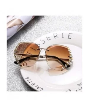 Rhinestone Side Sunglasses for Woman with Colorful Diamond Rimless Gradient Lens Eyewear UV Protection - C1190HG2OLX $4.80 Ri...