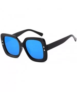 Unisex Sunglasses Fashion Bright Black Grey Drive Holiday Square Non-Polarized UV400 - Bright Black Blue - CM18RH6SER5 $7.86 ...