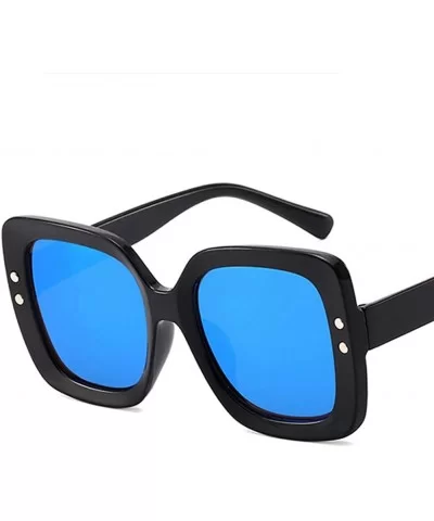 Unisex Sunglasses Fashion Bright Black Grey Drive Holiday Square Non-Polarized UV400 - Bright Black Blue - CM18RH6SER5 $7.86 ...