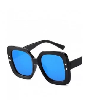 Unisex Sunglasses Fashion Bright Black Grey Drive Holiday Square Non-Polarized UV400 - Bright Black Blue - CM18RH6SER5 $7.86 ...