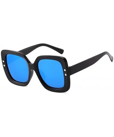 Unisex Sunglasses Fashion Bright Black Grey Drive Holiday Square Non-Polarized UV400 - Bright Black Blue - CM18RH6SER5 $7.86 ...