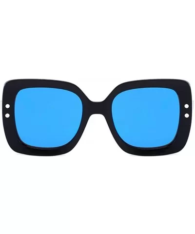 Unisex Sunglasses Fashion Bright Black Grey Drive Holiday Square Non-Polarized UV400 - Bright Black Blue - CM18RH6SER5 $7.86 ...