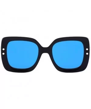 Unisex Sunglasses Fashion Bright Black Grey Drive Holiday Square Non-Polarized UV400 - Bright Black Blue - CM18RH6SER5 $7.86 ...