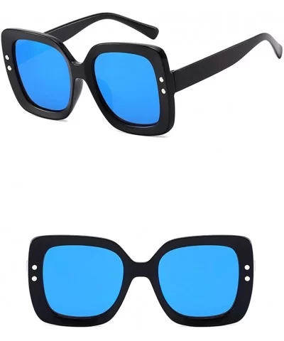 Unisex Sunglasses Fashion Bright Black Grey Drive Holiday Square Non-Polarized UV400 - Bright Black Blue - CM18RH6SER5 $7.86 ...