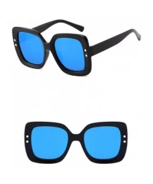 Unisex Sunglasses Fashion Bright Black Grey Drive Holiday Square Non-Polarized UV400 - Bright Black Blue - CM18RH6SER5 $7.86 ...