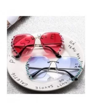 Rhinestone Side Sunglasses for Woman with Colorful Diamond Rimless Gradient Lens Eyewear UV Protection - C1190HG2OLX $4.80 Ri...