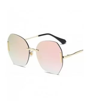 Sunglasses Women Big Box Frameless Oversized UV400 Goggle Women C6 Gold-pink - C4 Silver-pink - CW18YKU3AZT $7.08 Goggle