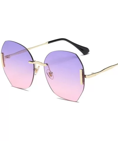 Sunglasses Women Big Box Frameless Oversized UV400 Goggle Women C6 Gold-pink - C4 Silver-pink - CW18YKU3AZT $7.08 Goggle