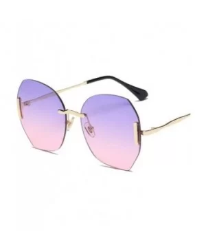 Sunglasses Women Big Box Frameless Oversized UV400 Goggle Women C6 Gold-pink - C4 Silver-pink - CW18YKU3AZT $7.08 Goggle