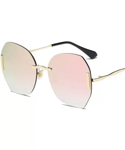 Sunglasses Women Big Box Frameless Oversized UV400 Goggle Women C6 Gold-pink - C4 Silver-pink - CW18YKU3AZT $7.08 Goggle