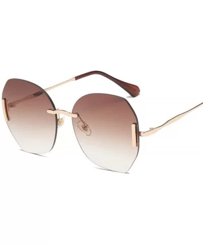 Sunglasses Women Big Box Frameless Oversized UV400 Goggle Women C6 Gold-pink - C4 Silver-pink - CW18YKU3AZT $7.08 Goggle