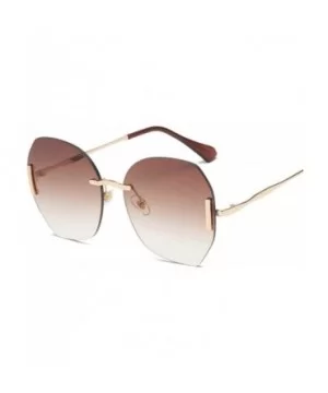 Sunglasses Women Big Box Frameless Oversized UV400 Goggle Women C6 Gold-pink - C4 Silver-pink - CW18YKU3AZT $7.08 Goggle