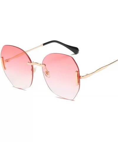 Sunglasses Women Big Box Frameless Oversized UV400 Goggle Women C6 Gold-pink - C4 Silver-pink - CW18YKU3AZT $7.08 Goggle