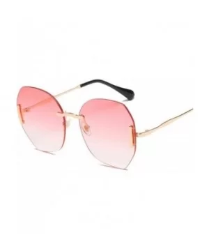 Sunglasses Women Big Box Frameless Oversized UV400 Goggle Women C6 Gold-pink - C4 Silver-pink - CW18YKU3AZT $7.08 Goggle