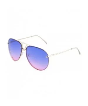 Oceanic Color Bracket Frame Rimless Curved Round Aviator Sunglasses - Blue Pink - CH190MQGU87 $12.04 Aviator