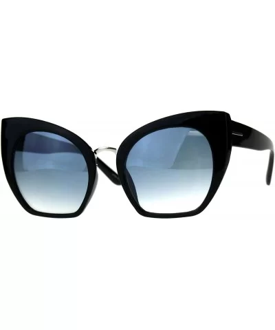 Womens Oversized Fashion Sunglasses Square Cateye Butterfly Frame UV 400 - Black (Blue) - C518C9GC0ZC $7.75 Oversized