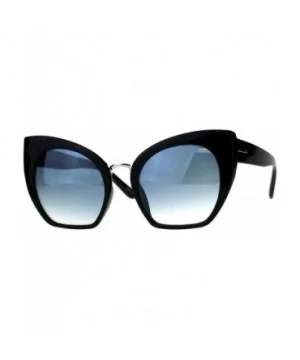 Womens Oversized Fashion Sunglasses Square Cateye Butterfly Frame UV 400 - Black (Blue) - C518C9GC0ZC $7.75 Oversized