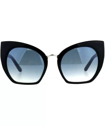 Womens Oversized Fashion Sunglasses Square Cateye Butterfly Frame UV 400 - Black (Blue) - C518C9GC0ZC $7.75 Oversized