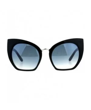 Womens Oversized Fashion Sunglasses Square Cateye Butterfly Frame UV 400 - Black (Blue) - C518C9GC0ZC $7.75 Oversized