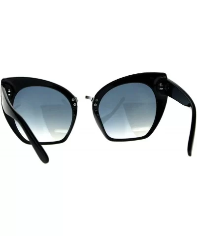 Womens Oversized Fashion Sunglasses Square Cateye Butterfly Frame UV 400 - Black (Blue) - C518C9GC0ZC $7.75 Oversized