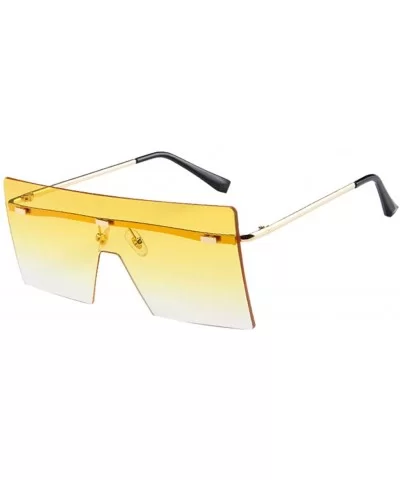 Large Square Rimless Sunglasses for Women Men-Classic Vintage Metal Oversized Shades Eyewear Glasses - Ye - CU196I8CZ0G $8.40...