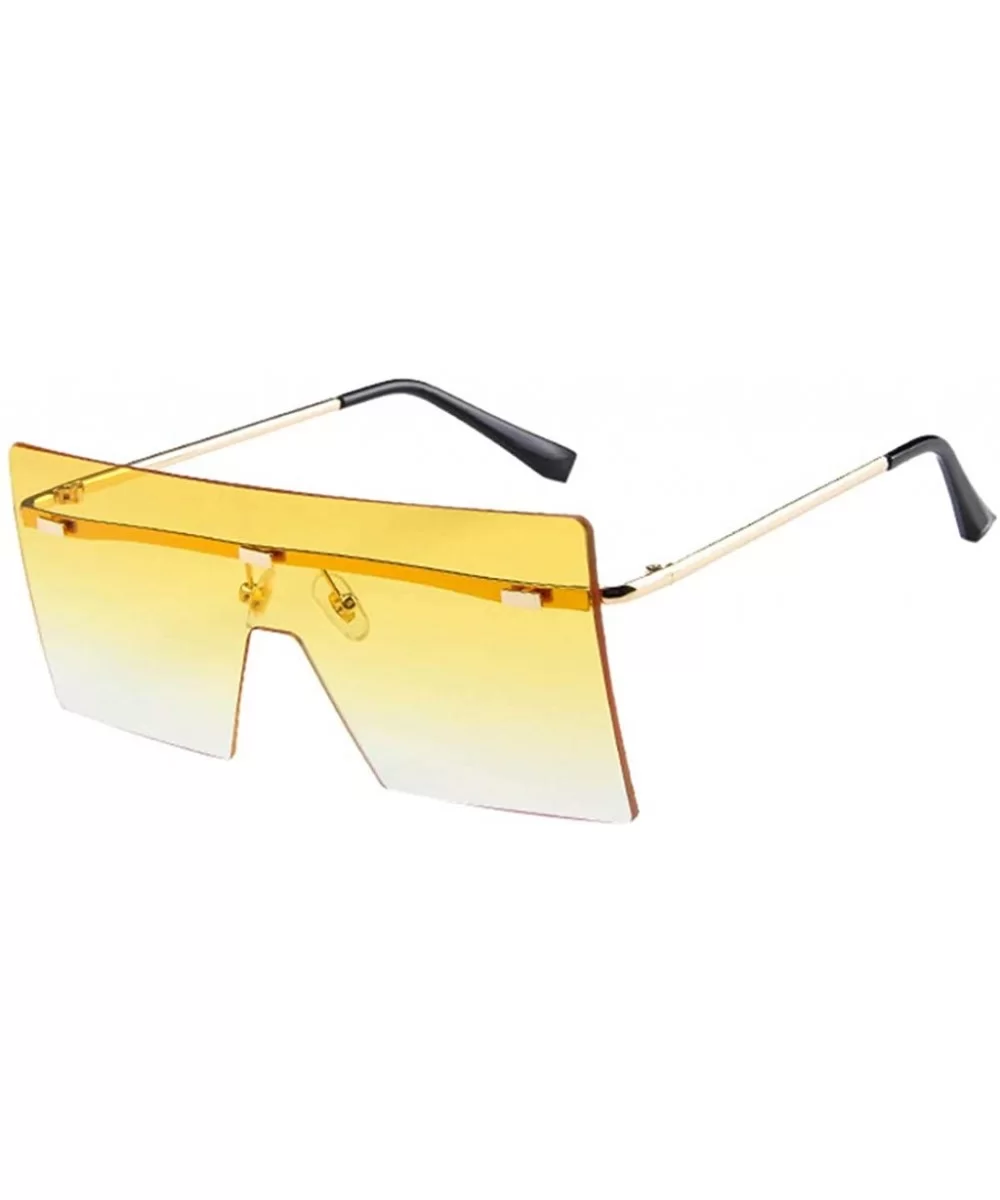 Large Square Rimless Sunglasses for Women Men-Classic Vintage Metal Oversized Shades Eyewear Glasses - Ye - CU196I8CZ0G $8.40...