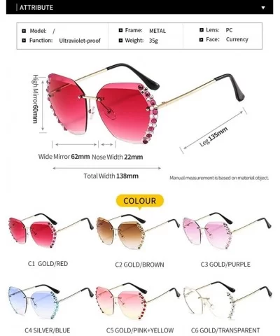 Rhinestone Side Sunglasses for Woman with Colorful Diamond Rimless Gradient Lens Eyewear UV Protection - C1190HG2OLX $4.80 Ri...