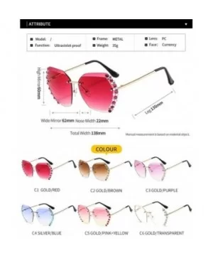 Rhinestone Side Sunglasses for Woman with Colorful Diamond Rimless Gradient Lens Eyewear UV Protection - C1190HG2OLX $4.80 Ri...