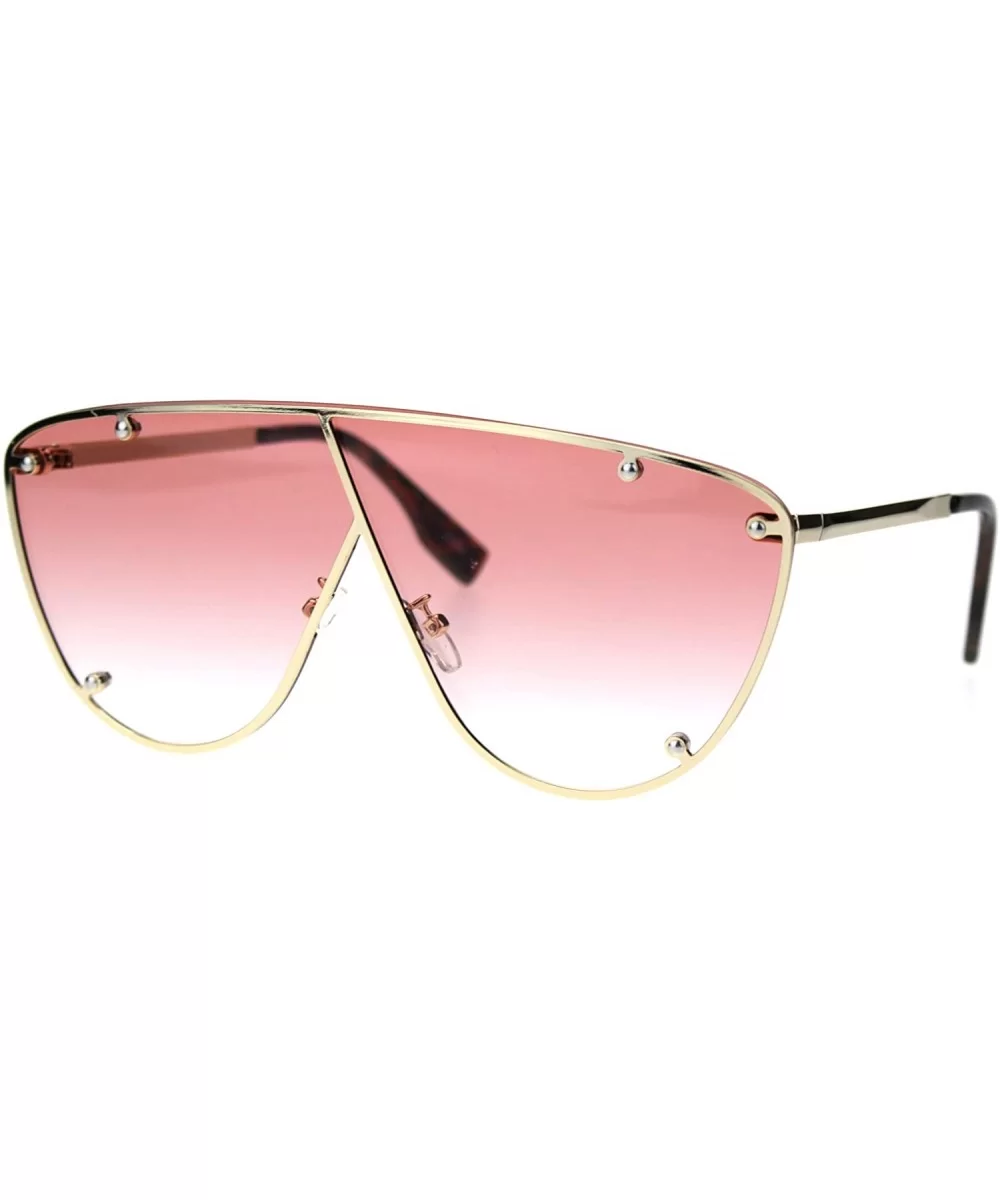 Unisex Robotic Asymetrical Bridge Line Shield Flat Top Racer Sunglasses - Gold Pink - CN18TTEI0AR $13.76 Shield