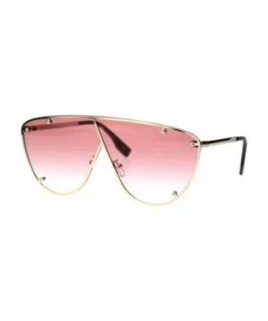 Unisex Robotic Asymetrical Bridge Line Shield Flat Top Racer Sunglasses - Gold Pink - CN18TTEI0AR $13.76 Shield