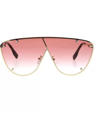 Unisex Robotic Asymetrical Bridge Line Shield Flat Top Racer Sunglasses - Gold Pink - CN18TTEI0AR $13.76 Shield