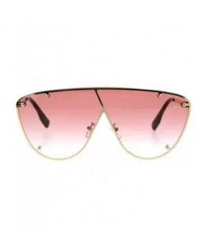 Unisex Robotic Asymetrical Bridge Line Shield Flat Top Racer Sunglasses - Gold Pink - CN18TTEI0AR $13.76 Shield