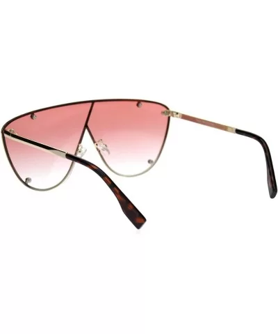 Unisex Robotic Asymetrical Bridge Line Shield Flat Top Racer Sunglasses - Gold Pink - CN18TTEI0AR $13.76 Shield