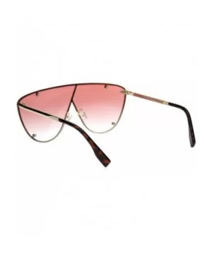 Unisex Robotic Asymetrical Bridge Line Shield Flat Top Racer Sunglasses - Gold Pink - CN18TTEI0AR $13.76 Shield