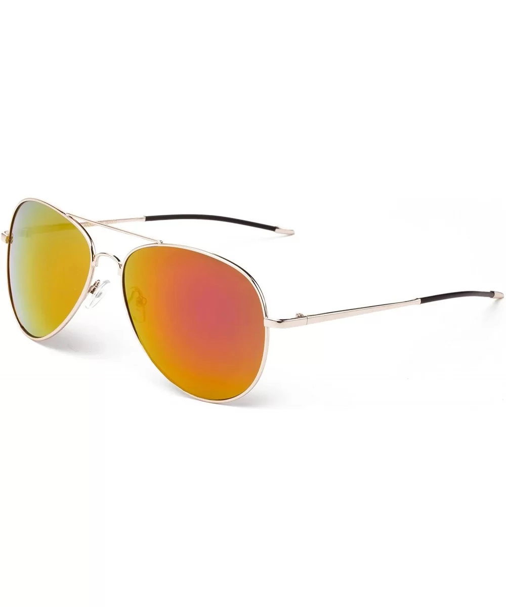 "Stop" Classic Pilot Style Fashion Sunglasses with Flash Lens - Orange - CN12MCS6HCT $6.26 Aviator