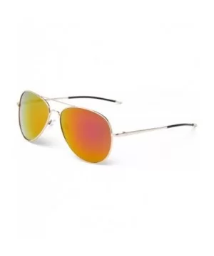 "Stop" Classic Pilot Style Fashion Sunglasses with Flash Lens - Orange - CN12MCS6HCT $6.26 Aviator