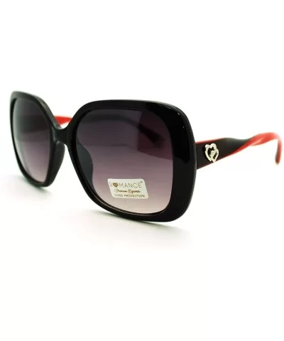 Women's Square Frame Sunglasses Twisted Design Heart Tip - Red - CK11PM8A9UH $5.25 Square