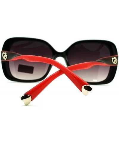 Women's Square Frame Sunglasses Twisted Design Heart Tip - Red - CK11PM8A9UH $5.25 Square