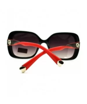 Women's Square Frame Sunglasses Twisted Design Heart Tip - Red - CK11PM8A9UH $5.25 Square