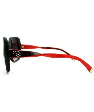 Women's Square Frame Sunglasses Twisted Design Heart Tip - Red - CK11PM8A9UH $5.25 Square