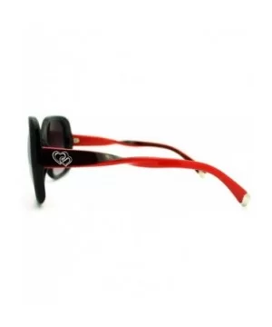 Women's Square Frame Sunglasses Twisted Design Heart Tip - Red - CK11PM8A9UH $5.25 Square