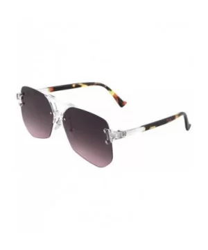 Oceanic Color Rimless Clear Frame Flat Geometric Aviator Sunglasses - Smoke Purple Demi - CL190MNHWNE $9.37 Aviator