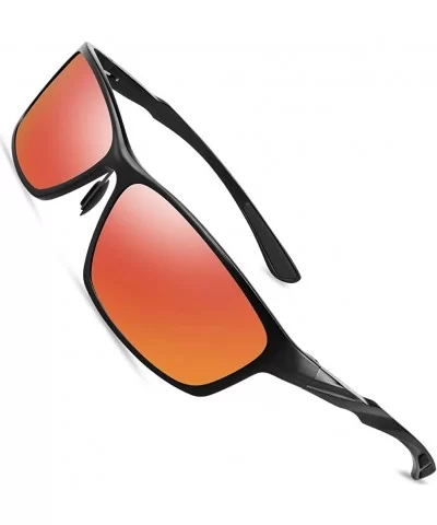 Polarized Driiving Sunglasses Cycling Running - Black Frame Orange Lens - CW194WQWSL8 $11.44 Sport