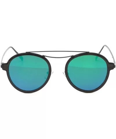 Trendies The Kendall - Flat Fashion Sunglasses with Mirrored Lens - Gloss Black - C2185YGIKW6 $6.01 Oval