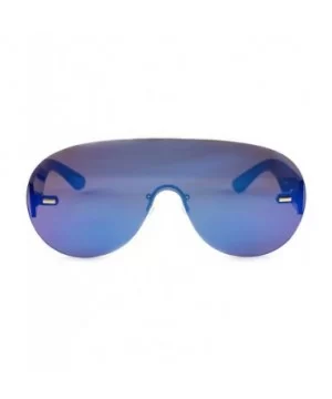 Unisex Futuristic Rimless Mirrored Mono Lens Shield Sunglasses A036 - Blue Revo - C5186IOO8EQ $7.35 Rimless